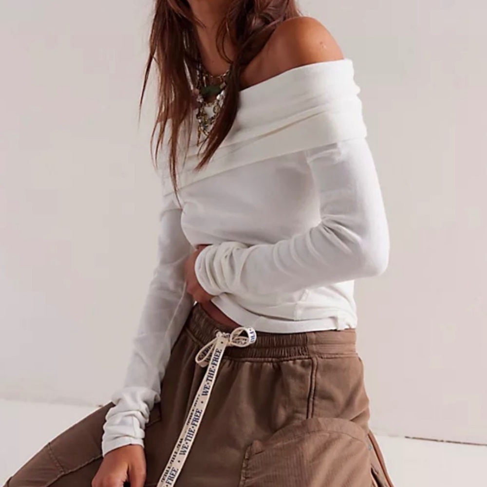Free people off the shoulder top white size large